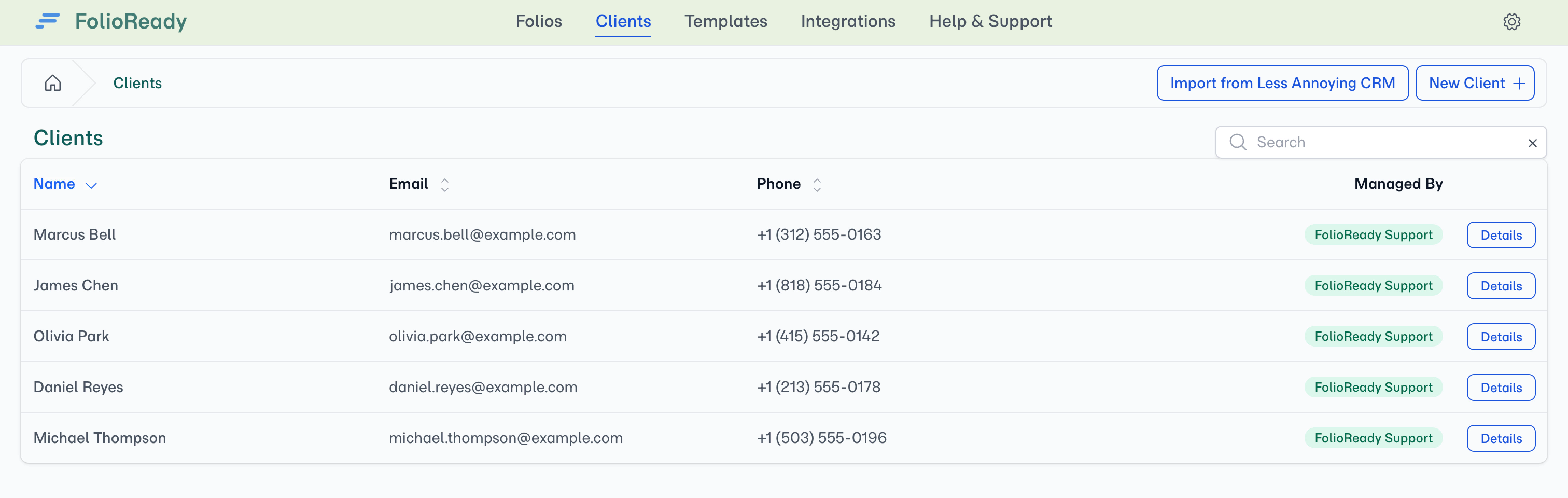 Import from Less Annoying CRM, on the Clients page