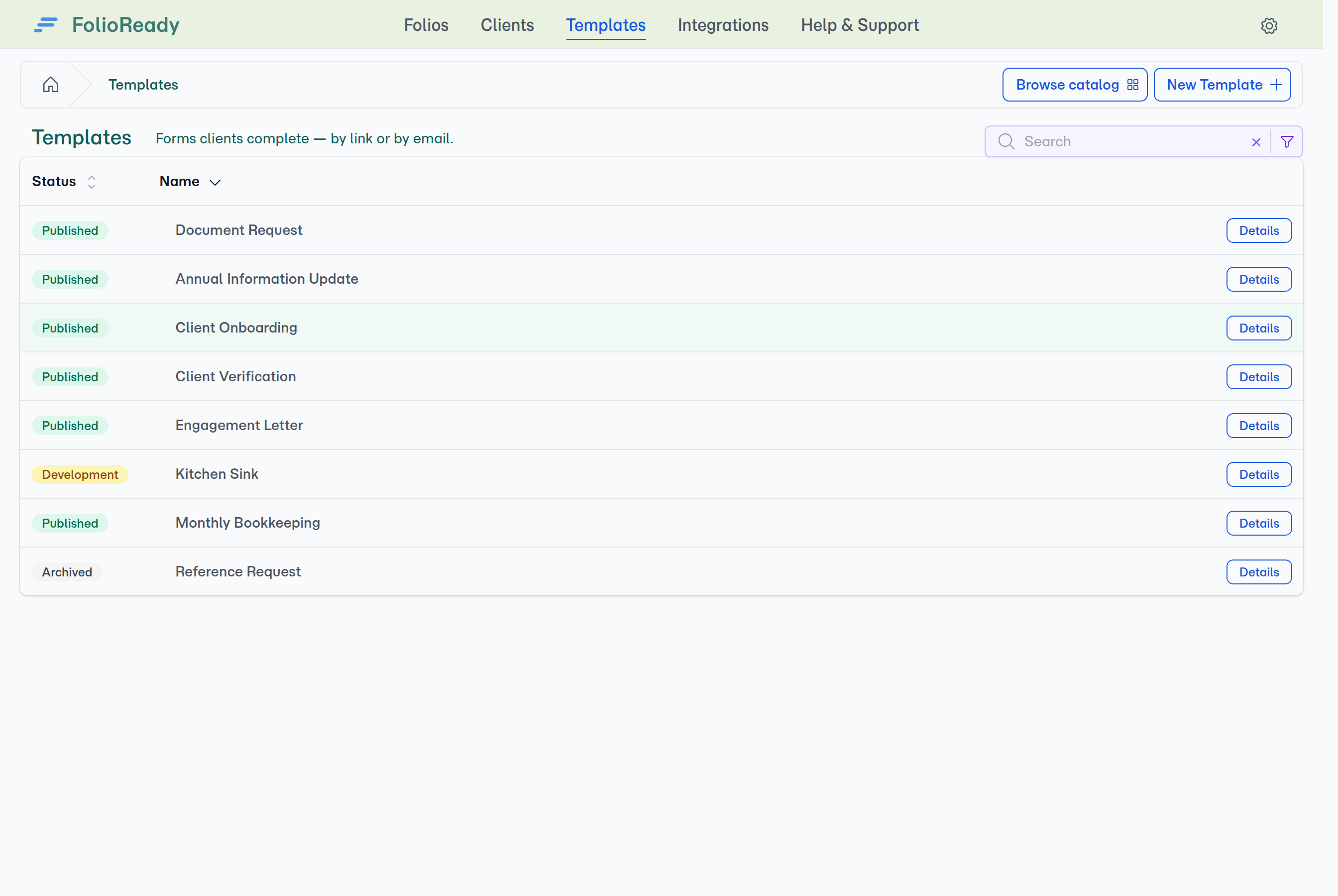 Toggle Include archived from the templates list filter — archived templates reappear with an Archived badge.