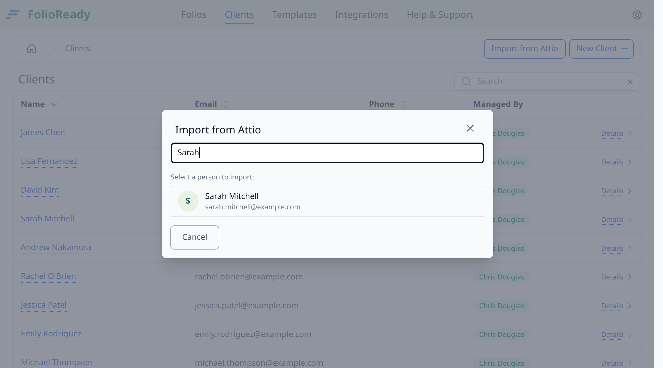 Search for an Attio person to import