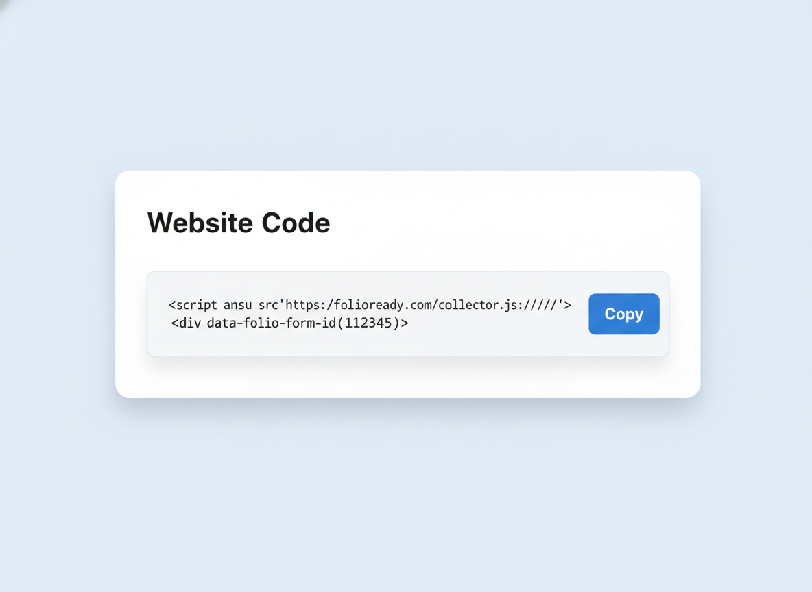 Copy the embed code from your FolioReady account