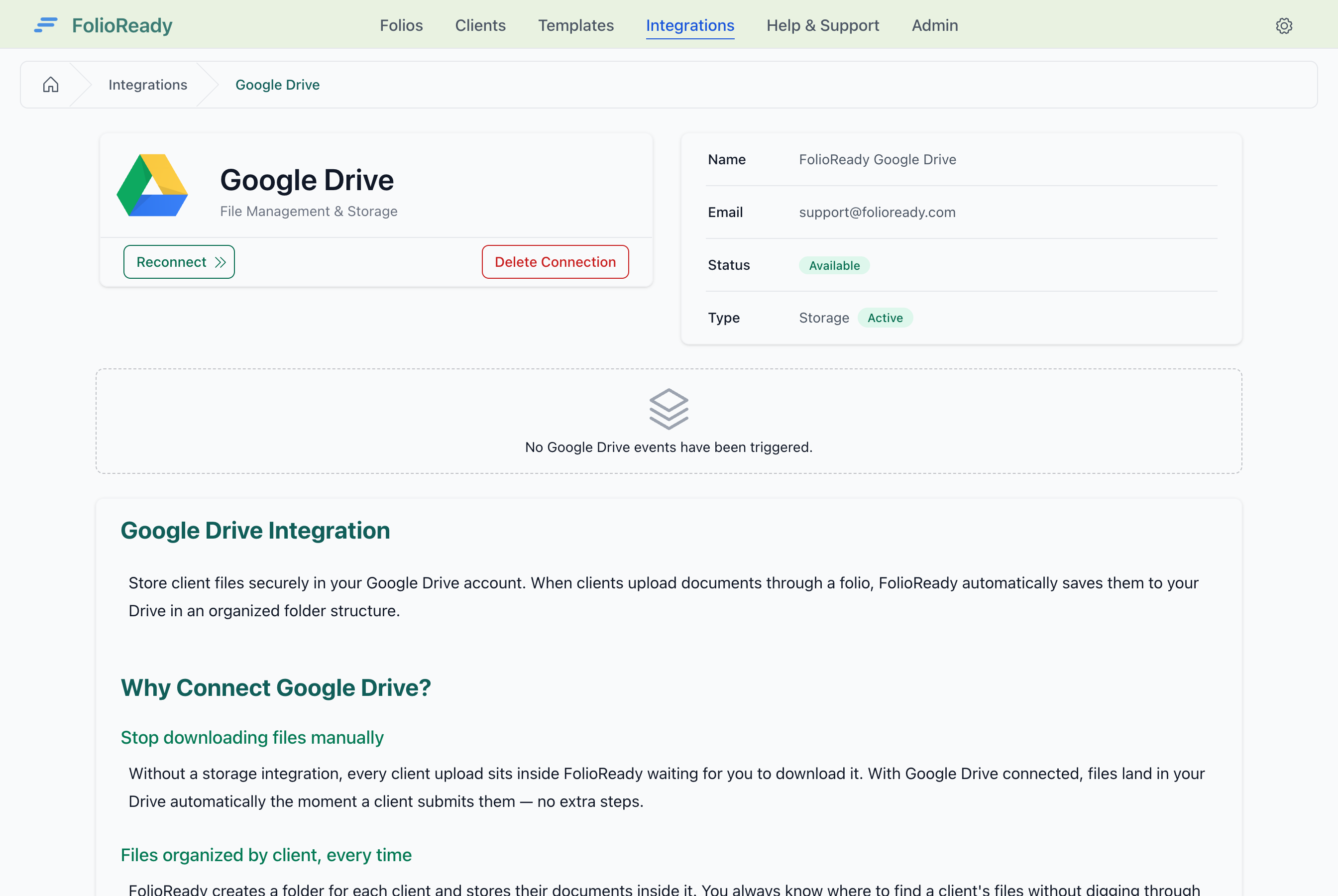 Google Drive is now connected