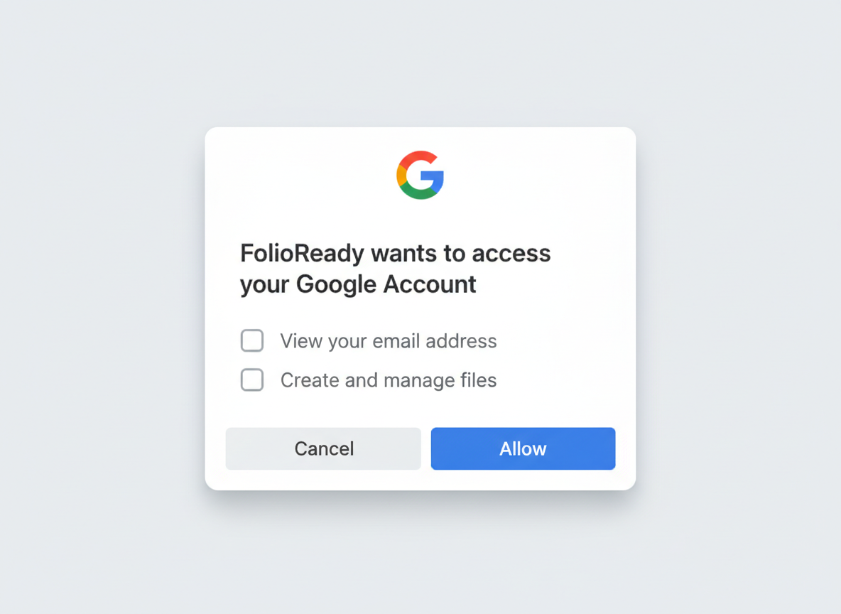 Grant FolioReady access to your Google Drive
