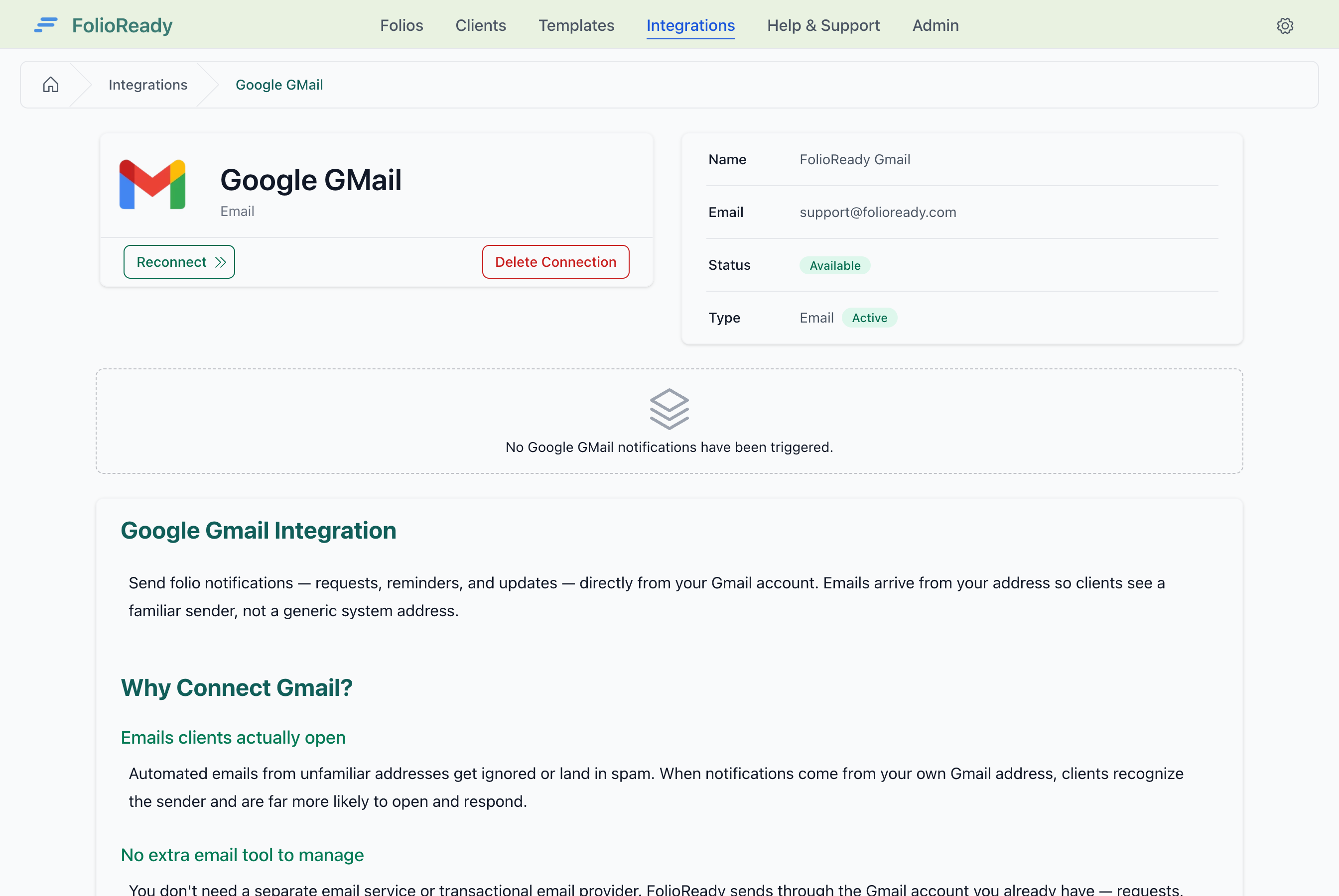 Google Gmail is now connected