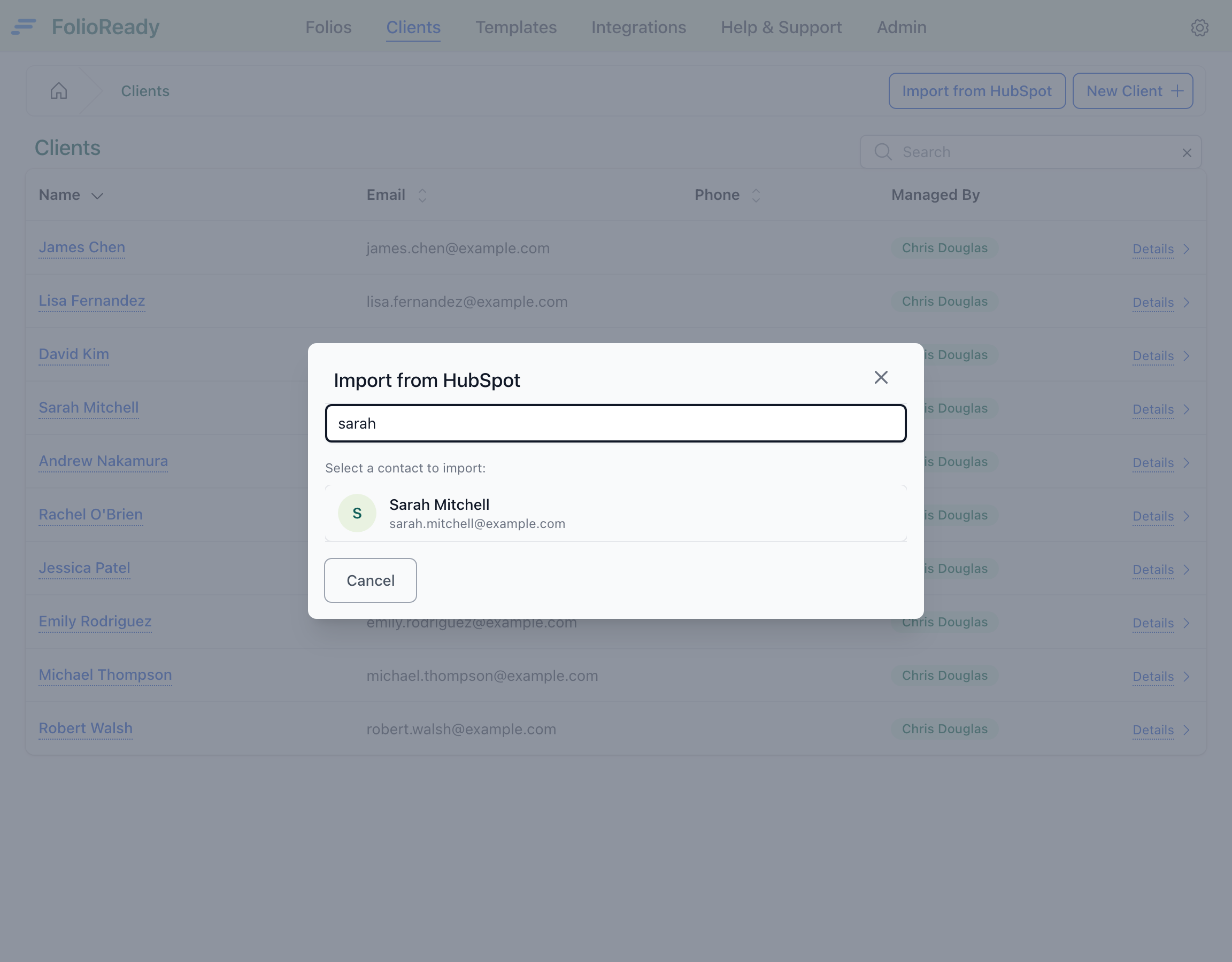 Search for a HubSpot contact to import