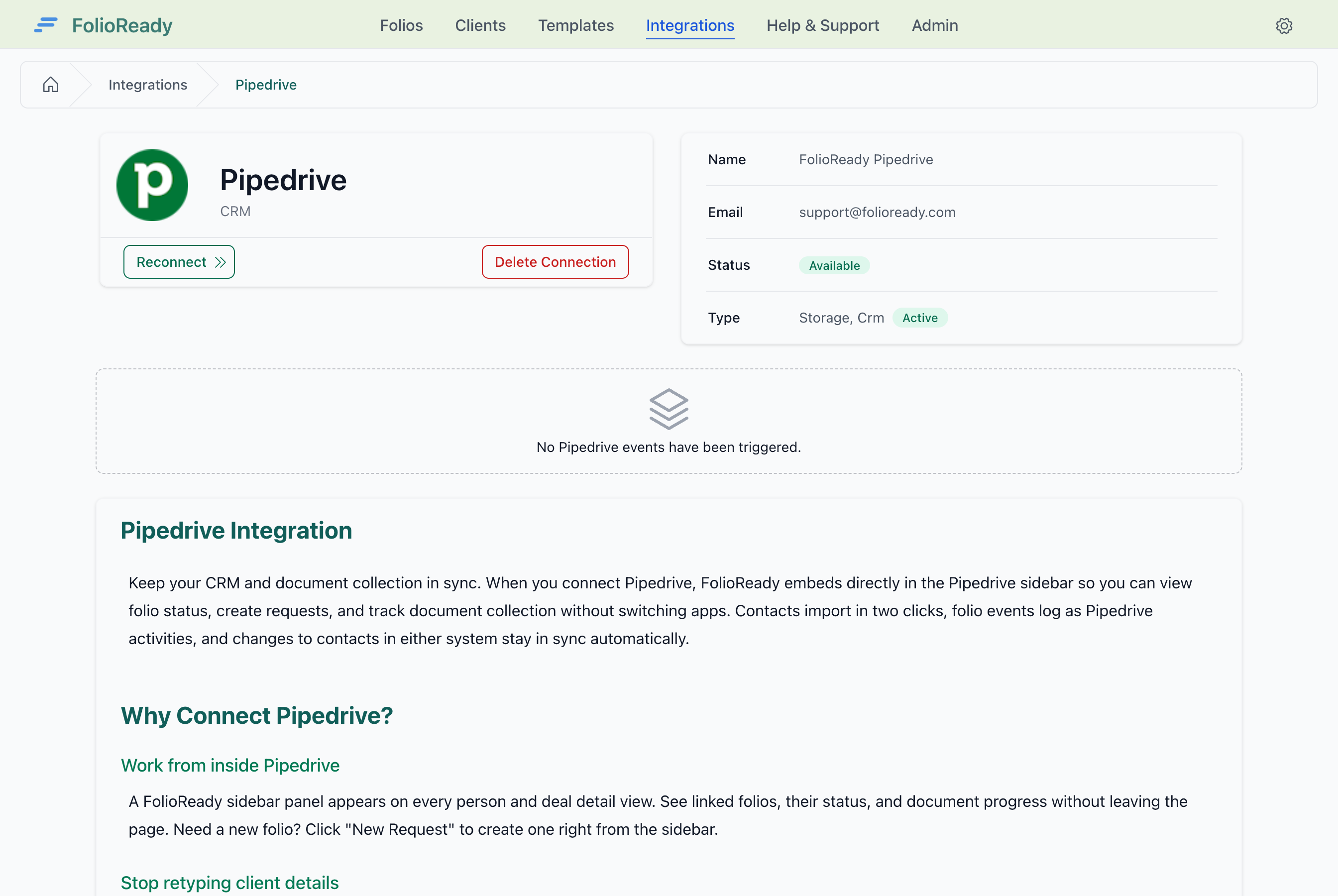 Pipedrive is now connected