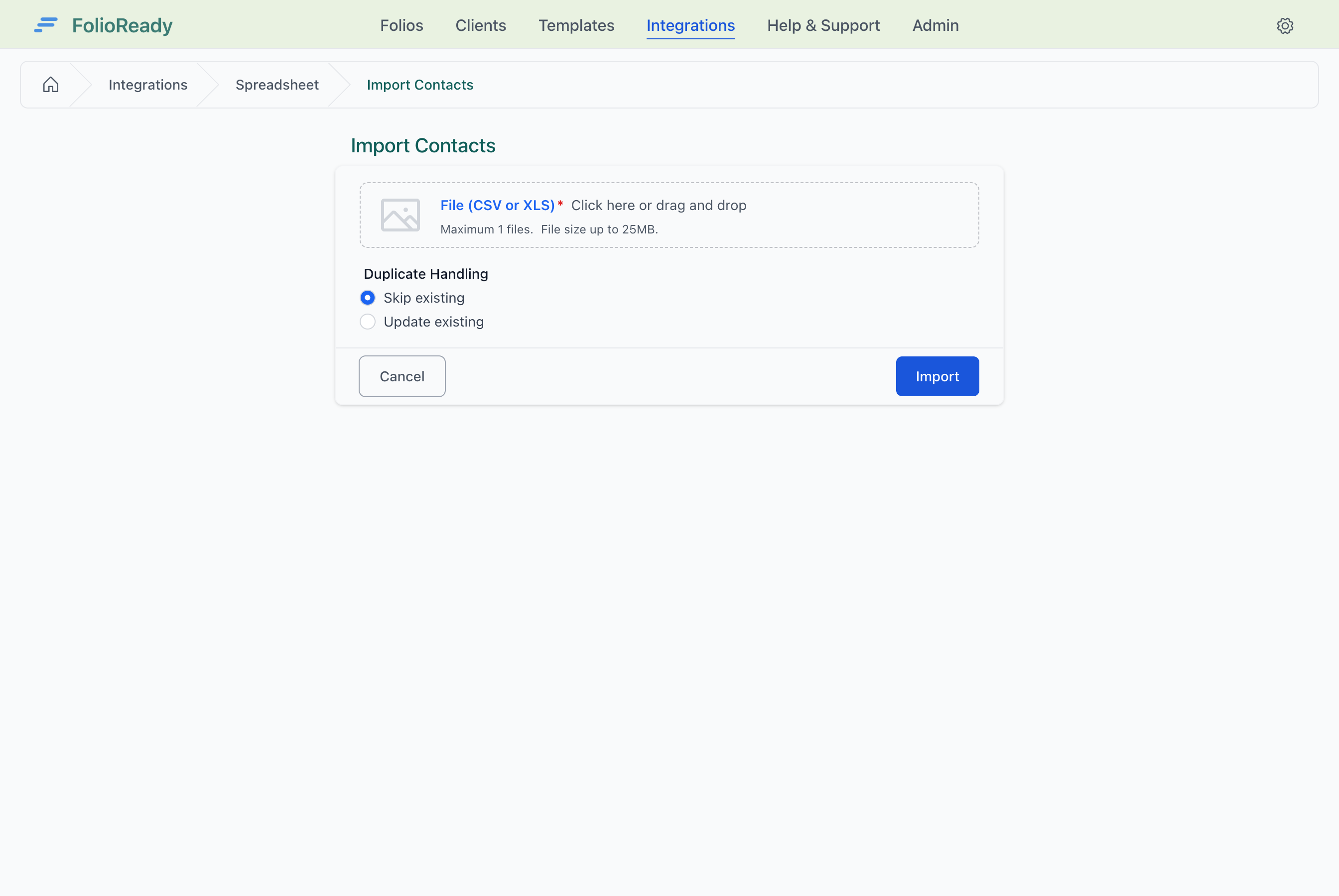 Upload a file and select duplicate handling