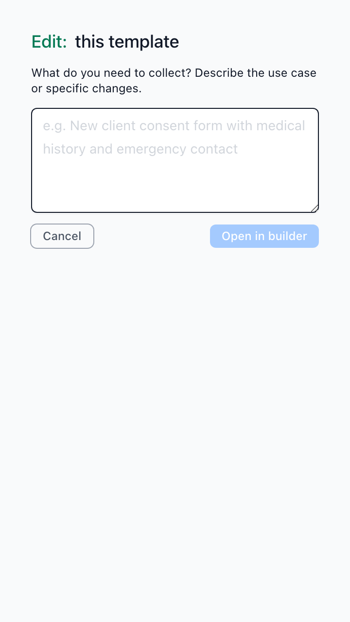 Edit template — describe the change in plain English and let AI take it from there