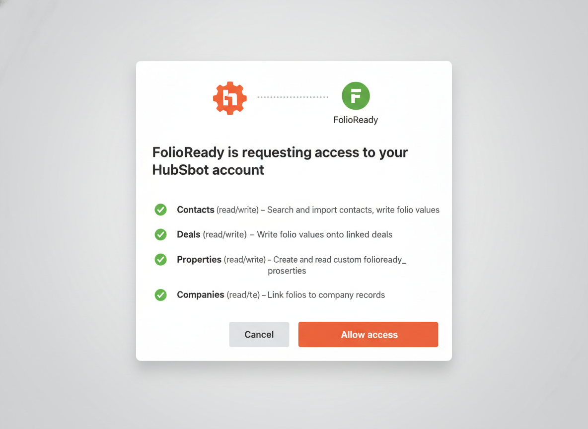 Grant FolioReady access to your HubSpot portal