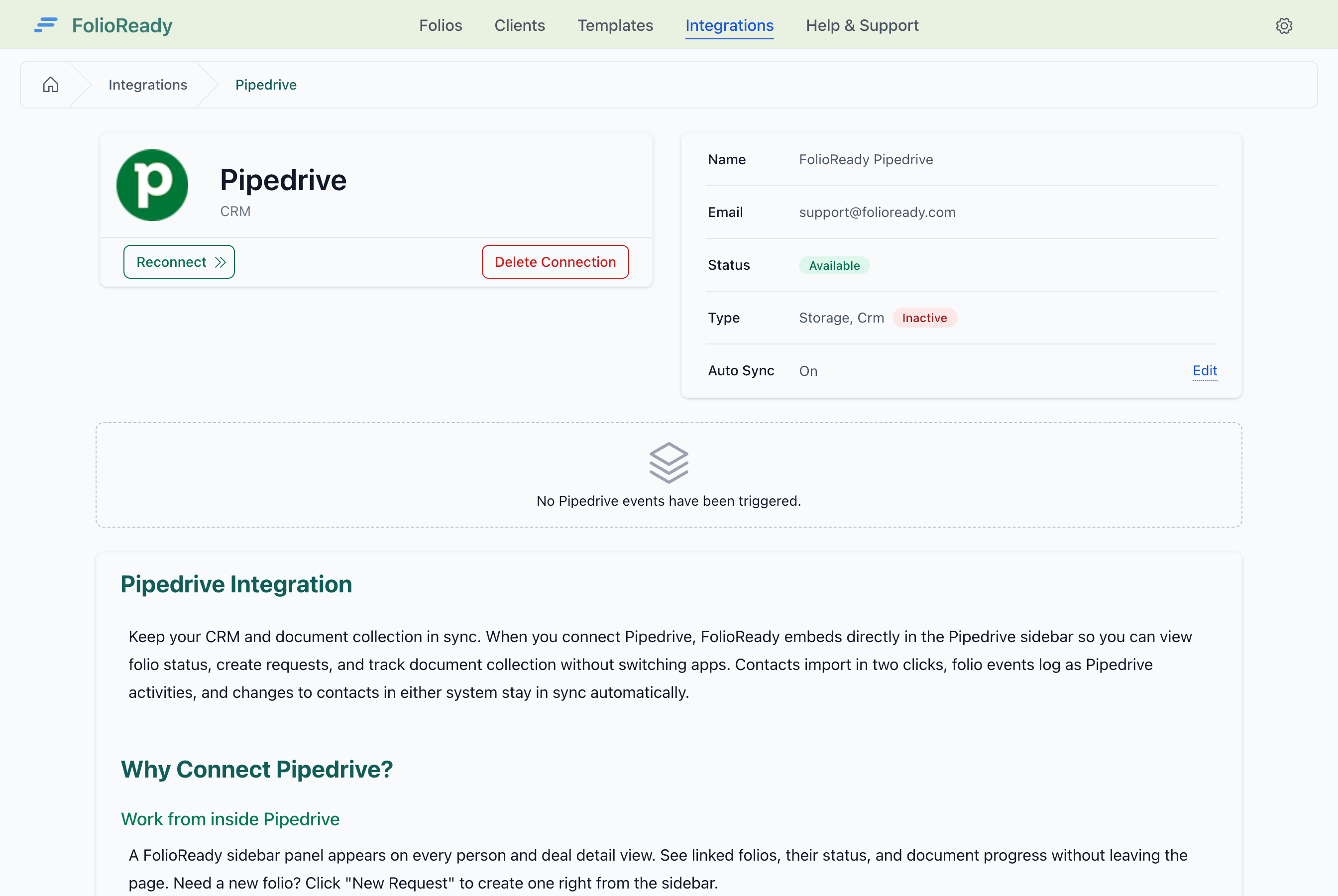 Pipedrive is now connected